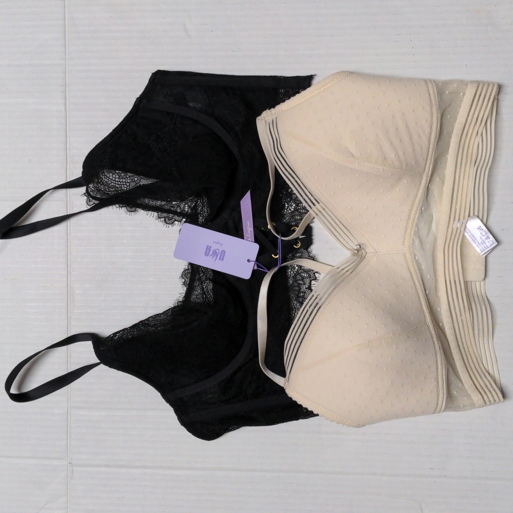 UCA Sustainable Lingerie Lot Of Two Bras NWT Black Cream 38C